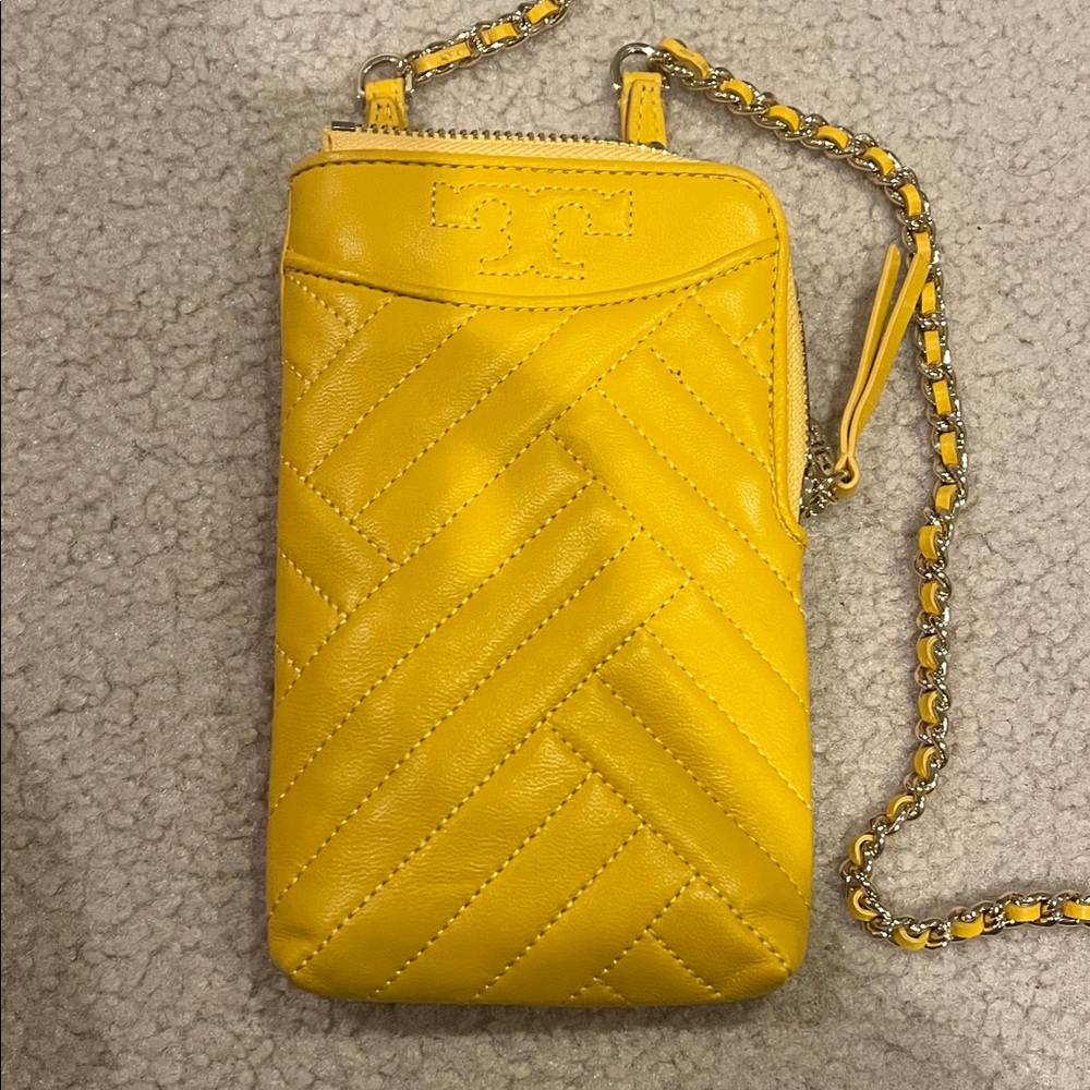 Tory Burch Yellow Quilted Crossbody Bag - Picture 3 of 4